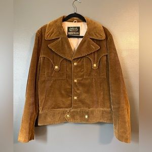 Men’s Vintage Brown Corduroy Jacket with brass snaps- Size 40